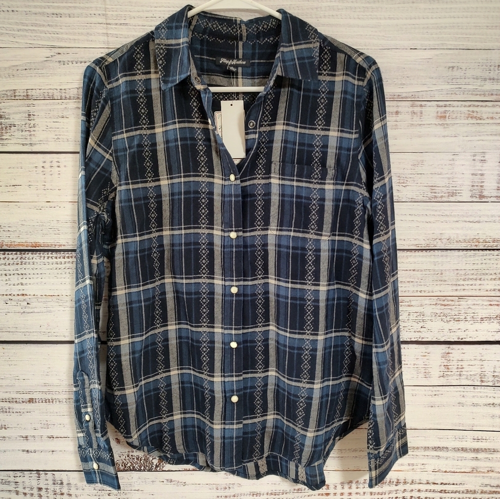 Stitch Fix Flag & Anthem Women's Plaid Pearl Snap Button Down Shirt Small NWT